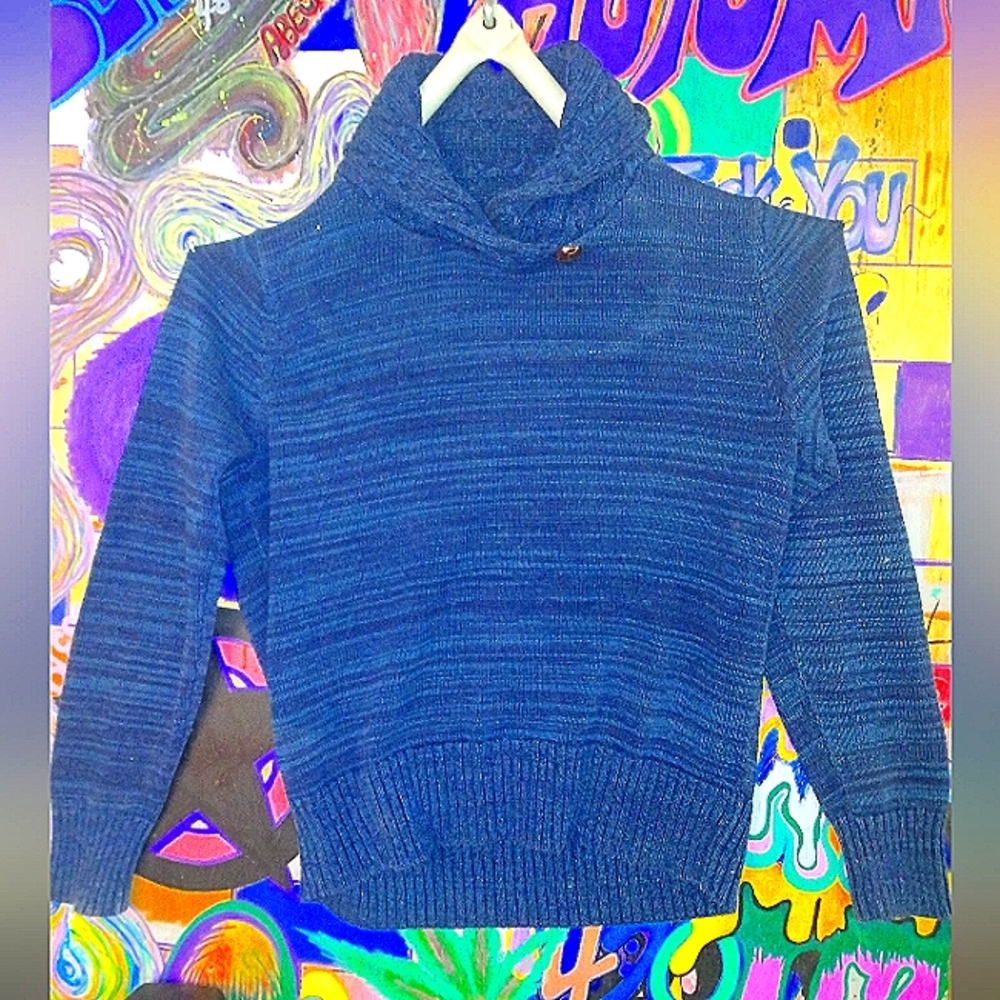 Blue Wide Neck Sweater
